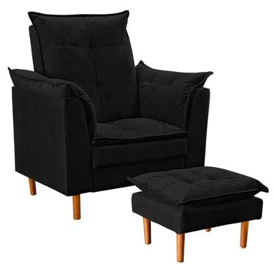 Poltrona De Amamentação Celine Com Puff Suede Preto