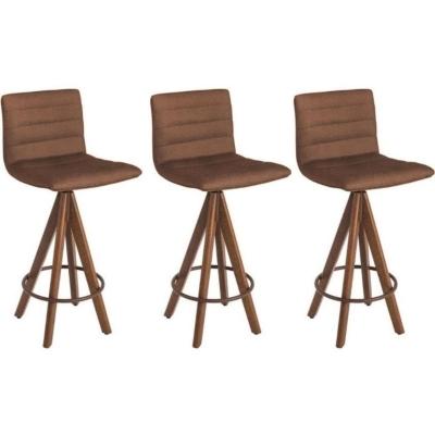 Kit 3 Banquetas Gourmet Giratoria Julia Marrom