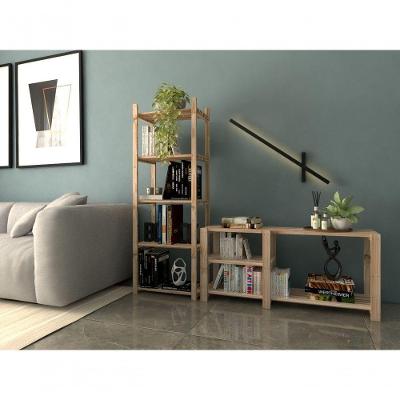 Conjunto Estante Armário Para Chão 100% Pinus 5 Tábuas E Aparador Resistente Madeira Natural Alta Qu