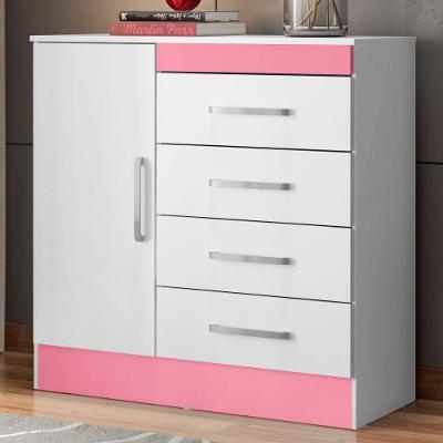 Gaveteiro 1 Porta Silvie Branco Rosa