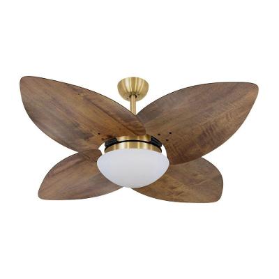 Ventilador De Teto Kovalski Dourado 4 Pás Rádica Imbuia 127V