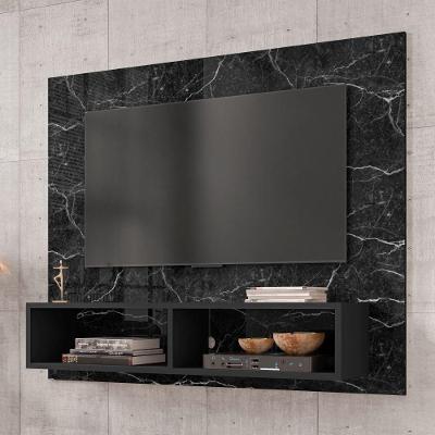 Painel Para Tv Ottawa Com 2 Nichos Nero Efeito Marmorizado