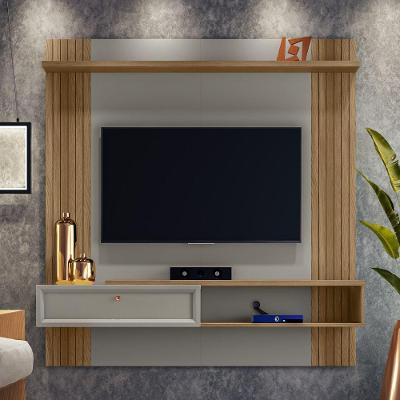 Painel Para Tv Com Porta Kiara Amêndoa Titânio