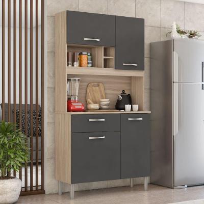 Kit Cozinha Alícia 4 Portas 1 Gaveta Avena Grafito