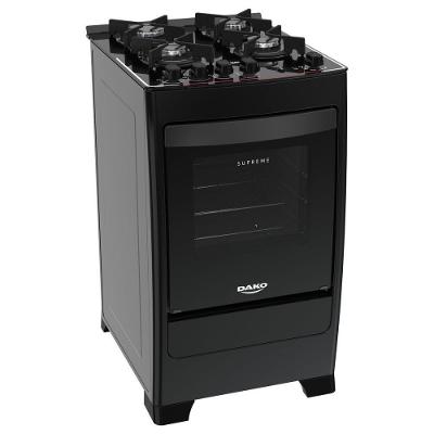 Fogão Supreme Glass 4 bocas com Mesa de Vidro com Acendimento Automático Preto Dako Bivolt