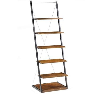 Estante Escada para Escritório Home Office Marjory Grafite Madeira Maciça Rustic Brown Gran Belo
