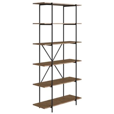 Estante Industrial Tube Artesano 180 Cm Mdp Vermont Seis Prateleiras Estrutura Metálica Preta