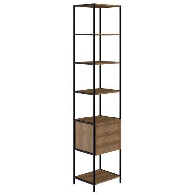 Estante Industrial Steel Quadra Artesano 45 Cm Em Mdp Vermont Dark 3 Gavetas Estrutura Em Aço Preto
