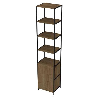 Estante Industrial Steel Quadra Artesano 45 Cm Mdp Vermont Uma Porta Estrutura Metálica Aço Preto