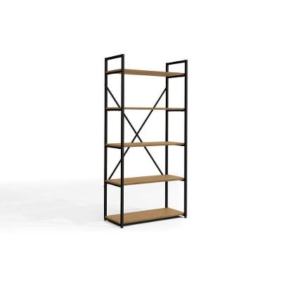 Estante para Sala Industrial Alta LI006 c/ 5 Prateleiras Freijo/Preto - Kappesberg