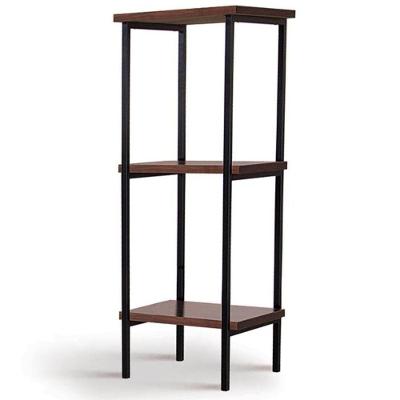 Estante Torre Kansas Industrial Daf Móveis 140 X 50 Cm Madeira Maciça Castanho Base Aço Preto