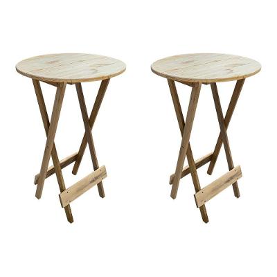 Kit 2 Mesas Bistrô De Madeira Dobrável Para Bar - Sem Pintura / Crua