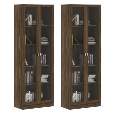 Kit 2 Estantes 2 Portas 4 Prateleiras 171X59Cm Nogal