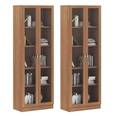 Kit 2 Estantes 2 Portas 4 Prateleiras 171X59Cm Amêndoa