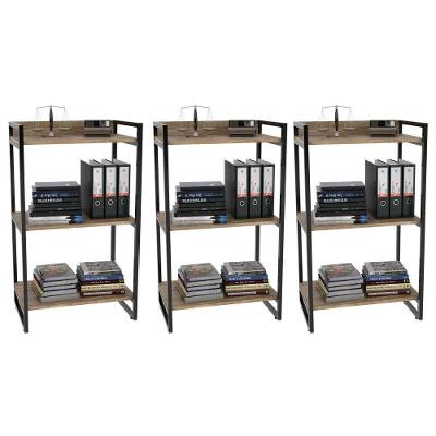Kit 3 Estantes Estilo Industrial 60cm 3 Prateleiras Carvalho
