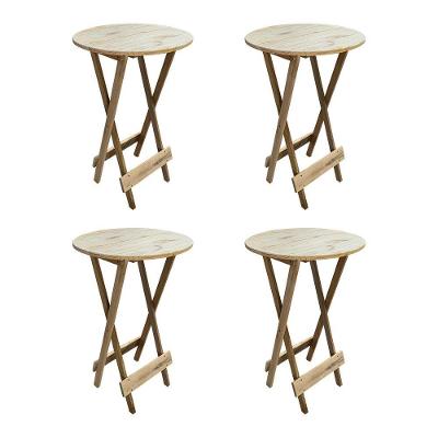 Kit 4 Jogos De Mesas Bistrô Dobrável Em Madeira Padrão - Sem Pintura / Crua - Marrom