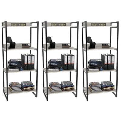 Kit 3 Estante Estilo Industrial 60cm 4 Prateleiras C08 Snow