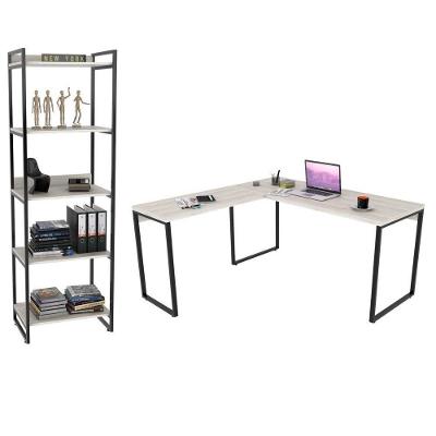 Kit Escritório Estilo Industrial Mesa e Estante Snow