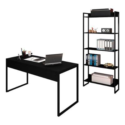 Mesa 150 E Estante Studio Industrial Preto