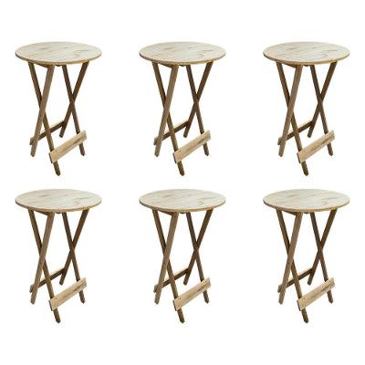 Kit 6 Mesas Bistrô De Madeira Dobrável Para Bar - Sem Pintura / Crua