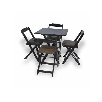 Conjunto Dobrável 70X70 Com 4 Cadeiras Estofadas Marrom