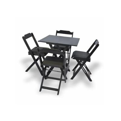 Conjunto Dobrável 70X70 Com 4 Cadeiras Estofadas Preto