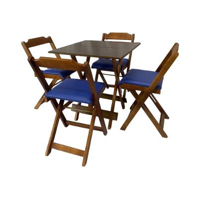 Conjunto Mesa Dobrável 70X70 C/ 4 Cadeiras Imbuia Estofadas Roxo