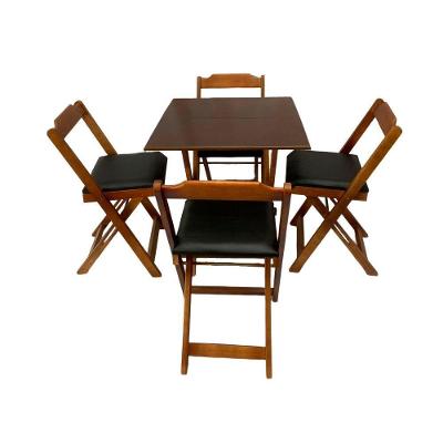Conjunto Mesa Dobrável 70X70 C/ 4 Cadeiras Imbuia Estofadas Preto