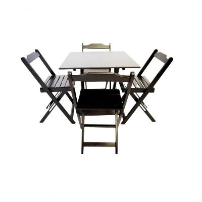 Conjunto Mesa Dobrável 70X70 Com 4 Cadeiras Preta