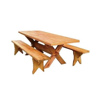 Mesa de Churrasco 2,25m com 2 Bancos de Madeira Maciça Rusticos BV Magazine
