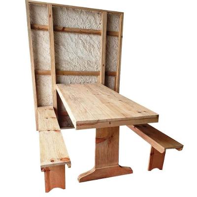 Mesa Parede com 2 Bancos Dobrável 1,5m Sem Pintura Madeira