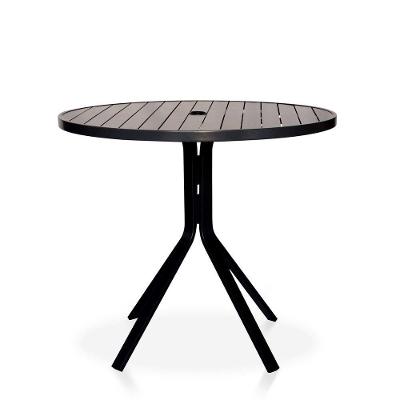 Mesa Para área Externa, Gourmet, Jardim Com Tampo Em Alumínio Ripado - Preto Tampo Tampo Sem Furo