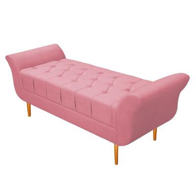 Recamier Estofado Ari 90 Cm Solteiro Suede Rosa Bebê - Doce Sonho Móveis