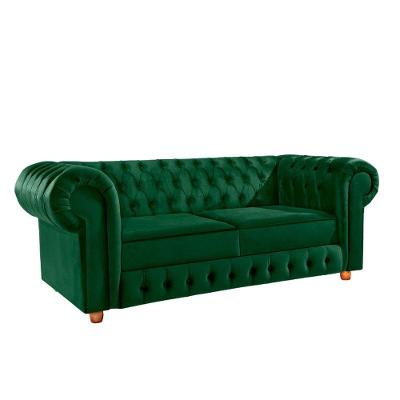 Sofá Chesterfield Bourbon Via Encanto Veludo Verde Musgo
