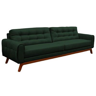 Sofá 3 Lugares Sala de Estar Eros 230cm Veludo Esmeralda