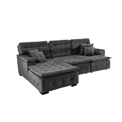 Sofá Orlando 2.80x1.90m Com Chaise, Retrátil E Reclinável - Preto