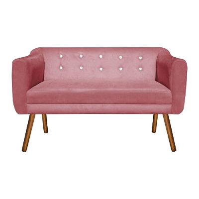 Sofá Retrô Namoradeira Julia 2 Lugares 140 Cm Suede Rose Castanho