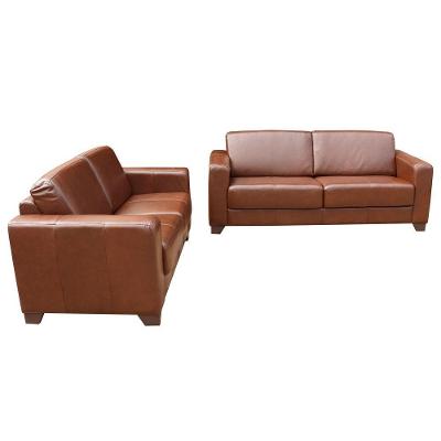 Conjunto de Sofá 2 e 3 Lugares Sala de Estar Estocolmo Couro Caramelo Gran Belo
