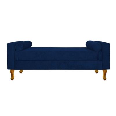 Recamier Baú Félix Solteiro 100cm Suede Azul Marinho