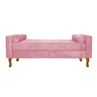 Recamier Baú Félix Solteiro 100cm Suede Rosa Bebê