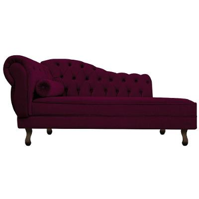 Recamier Diana 140cm Lado Direito Suede Bordô