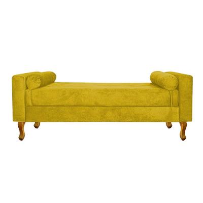 Recamier Baú Félix Solteiro 90cm Suede Amarelo