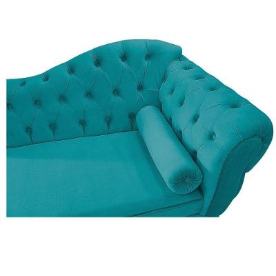 Recamier Diana 160cm Lado Esquerdo Suede Azul Turquesa