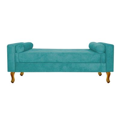 Recamier Félix Solteiro 100cm Suede Azul Turquesa