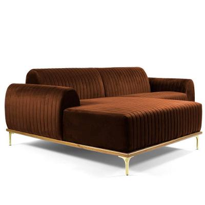 Sofá 4 Lugares com Chaise Base de Madeira Euro 265 Cm Telha