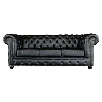 Sofá 3 Lugares Sala De Estar 235cm Chesterfield Pés Madeira