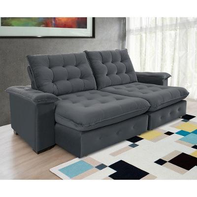 Sofá Coliseu 2.30m Retrátil E Reclinável Super Pillow - Chumbo