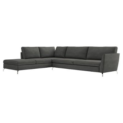 Sofá de Canto Esquerdo 262Cm Olívia Suede Grafite Gran Belo