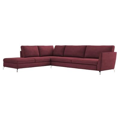 Sofá de Canto Esquerdo 262Cm Olívia Suede Bordô Gran Belo
