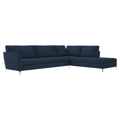 Sofá de Canto Direito 302cm Olívia Suede Azul Gran Belo